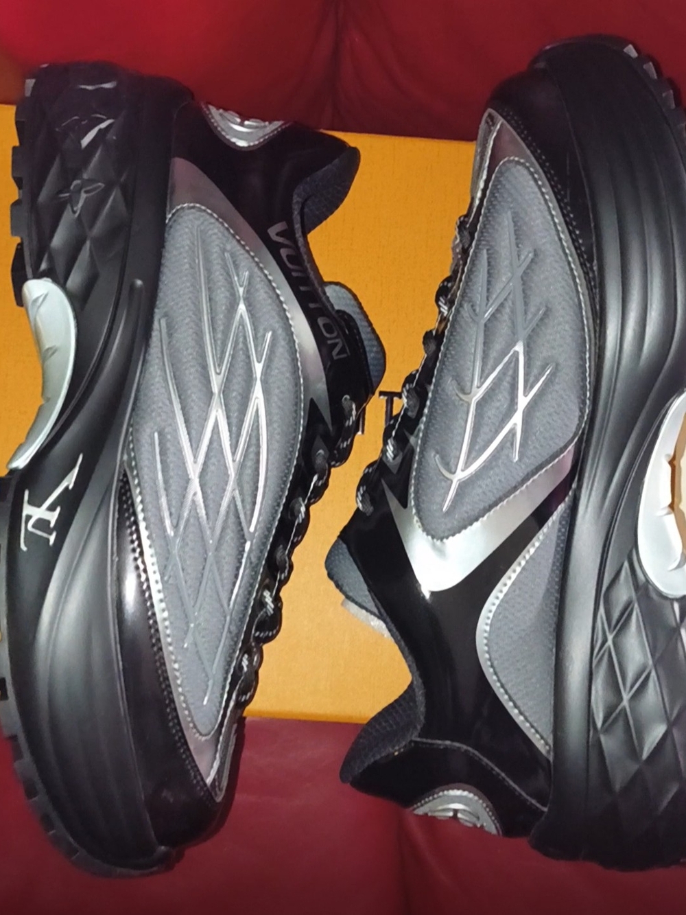 Louis Vuitton Men's Black & Gray Designer Chunky Sneakers